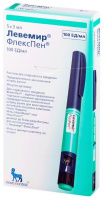 Левемир ФлексПен р-р п/к картриджи в шприц-ручках Флекспен 100ЕД/мл 3мл N5
