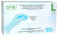 ПЕРЧАТКИ СМОТРОВЫЕ SFM ЛАТЕКСНЫЕ НЕСТЕРИЛЬНЫЕ L N50 ПАР/НАТУРАЛЬНЫЙ ОПУДРЕННЫЕ