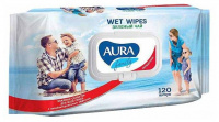 AURA ВЛАЖНЫЕ САЛФЕТКИ FAMILY АНТИБАКТЕРИАЛЬНЫЕ ДЛЯ ВСЕЙ СЕМЬИ N120 С КРЫШКОЙ /АКЦИЯ за 1 шт./