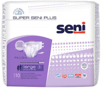 SENI SUPER PLUS ПОДГУЗНИКИ ДЛЯ ВЗРОСЛЫХ РАЗМЕР LARGE ОБХВАТ ТАЛИИ 100-150 N10