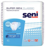 SENI SUPER CLASSIC ПОДГУЗНИКИ ДЛЯ ВЗРОСЛЫХ РАЗМЕР LARGE ОБХВАТ ТАЛИИ 100-150 N10