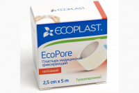 ПЛАСТЫРЬ ECOPLAST ECOPORE PLUS катуш/неткан 2,5смх5м (пластик катуш)