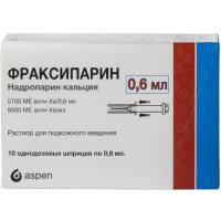 Фраксипарин р-р п/к введ 9500 МЕ Анти-Ха/мл шпр.однор 0,6 мл мл х10 ^