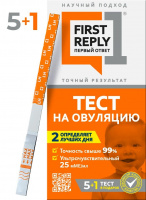 ТЕСТ ПОЛОСКА ДЛЯ ОПРЕДЕЛЕНИЯ ВРЕМЕНИ ОВУЛЯЦИИ FIRST REPLY ПЕРВЫЙ ОТВЕТ N5+1 В ТЕСТ ПОДАРОК