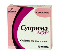 Суприма-ЛОР таб. д/расс. малина 0.6мг+1.2мг №16