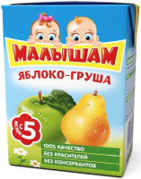 МАЛЫШАМ НЕКТАР ИЗ ЯБЛОК И ГРУШ НЕОСВЕТЛЕННЫЙ 200МЛ