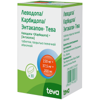 ЛЕВОДОПА/КАРБИДОПА/ЭНТАКАПОН-ТЕВА 150 МГ + 37,5 МГ + 200 МГ N30 ТАБЛ П/ПЛЕН/ОБОЛОЧ