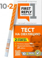 ТЕСТ ПОЛОСКА ДЛЯ ОПРЕДЕЛЕНИЯ ВРЕМЕНИ ОВУЛЯЦИИ FIRST REPLY ПЕРВЫЙ ОТВЕТ N10+2 ТЕСТА В ПОДАРОК