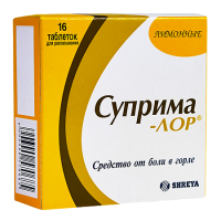 Суприма-ЛОР таб. д/расс. лимон 0.6мг+1.2мг №16