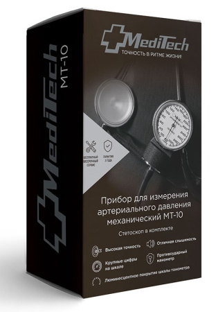 ТОНОМЕТР МТ-10 МЕХАНИЧЕСКИЙ/ С ЛЮМИНЕСЦЕНТНЫМ ПОКРЫТИЕМ МАНОМЕТРА
