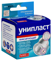 ЛЕЙКОПЛАСТЫРЬ УНИПЛАСТ ФИКСИРУЮЩИЙ ПЛЕНКА 5Х500СМ /ПРОЗРАЧНЫЙ/