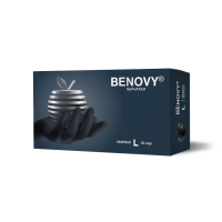 ПЕРЧАТКИ СМОТРОВЫЕ BENOVY НИТРИЛОВЫЕ НЕСТЕРИЛЬНЫЕ НЕОПУДРЕННЫЕ ТЕКСТУРИРОВАННЫЕ НА ПАЛЬЦАХ ХЛОРИРОВАННЫЕ L N50