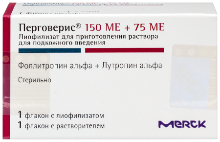 ПЕРГОВЕРИС 150МЕ+75МЕ N1ФЛАК ЛИОФ Д/Р-РА+Р-ЛЬ N1 Д/ПОДКОЖ