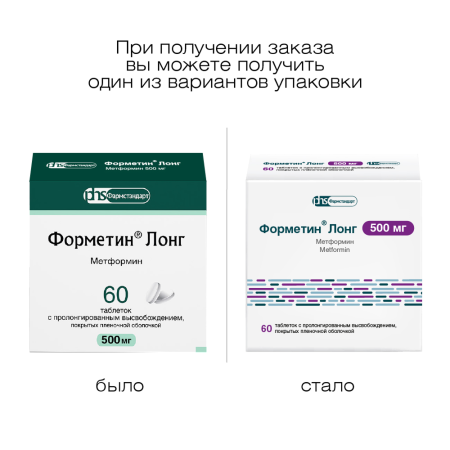 Форметин Лонг табл с пролонг высв п/о плен 500 мг х60