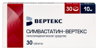 СИМВАСТАТИН-ВЕРТЕКС 10 МГ N30 ТАБЛ П/ПЛЕН/ОБОЛОЧ/БЛИСТЕР/