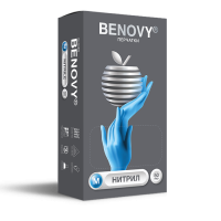 ПЕРЧАТКИ СМОТРОВЫЕ BENOVY НИТРИЛОВЫЕ НЕСТЕРИЛЬНЫЕ НЕОПУДРЕННЫЕ ТЕКСТУРИРОВАННЫЕ НА ПАЛЬЦАХ ХЛОРИРОВАННЫЕ M N50