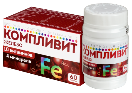 КОМПЛИВИТ ЖЕЛЕЗО N60 ТАБЛ МАССОЙ 525МГ