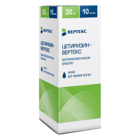 Цетиризин-Вертекс капли д/внут прим 10 мг/мл фл 20 мл х1 *