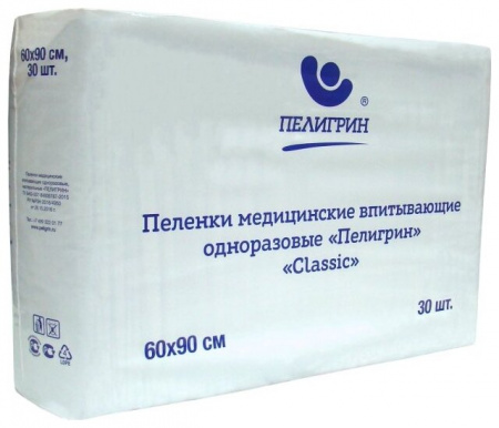 ПЕЛИГРИН CLASSIC ПЕЛЕНКИ ВПИТЫВАЮЩИЕ ОДНОРАЗОВЫЕ 60Х90 N30