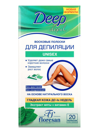 FLORESAN DEEP DEPIL ВОСКОВЫЕ ПОЛОСКИ ДЛЯ ДЕПИЛЯЦИИ <UNISEX> С МЯТОЙ N20