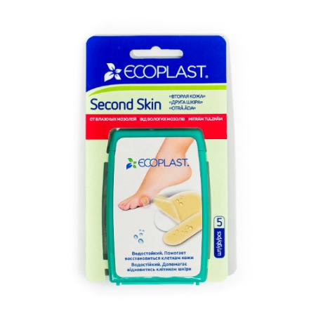 ECOPLAST ПЛАСТЫРЬ ПРОТИВОМОЗОЛЬНЫЙ ГИДРОКОЛЛОИДНЫЙ SECOND SKIN 44Х69ММ N2+20Х60ММ N3