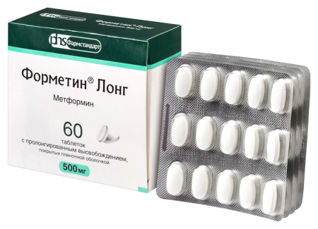 Форметин Лонг табл с пролонг высв п/о плен 500 мг х60