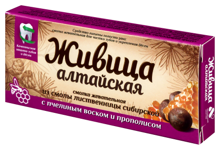 ЖИВИЦА АЛТАЙСКАЯ СМОЛКА ЖЕВАТЕЛЬНАЯ ИЗ СМОЛЫ ЛИСТВЕННИЦЫ N4 /С ПЧЕЛИНЫМ ВОСКОМ