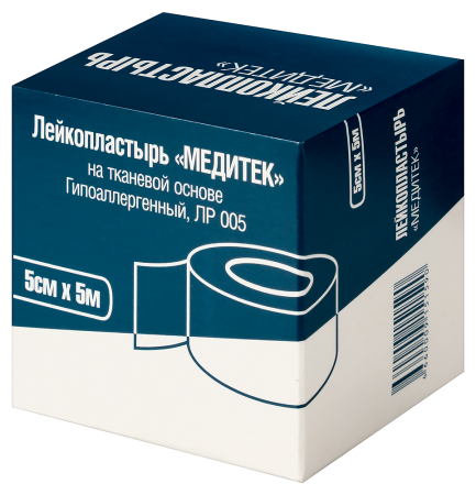 ЛЕЙКОПЛАСТЫРЬ МЕДИТЕК НА ТКАНЕВОЙ ОСНОВЕ ЛР 005 5Х500СМ