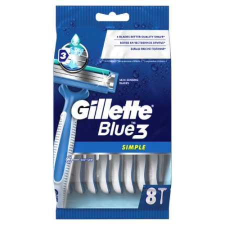GILLETTE BLUE 3 SIMPLE БРИТВЫ БЕЗОПАСНЫЕ ОДНОРАЗОВЫЕ N8 /АКЦИЯ за 1 шт./