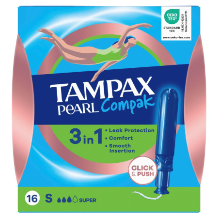TAMPAX ТАМПОНЫ COMPAK PEARL SUPER С АППЛИК N16