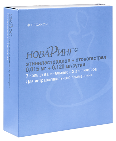 Новаринг система вагинальная терапевтическая 0.015мг+0.120мг/сутки N3 (+3 апплик