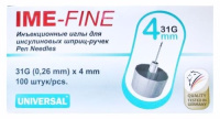 ИГЛЫ IME-FINE УНИВЕРСАЛЬНЫЕ ИНЪЕКЦИОННЫЕ ОДНОРАЗОВЫЕ ДЛЯ ИНСУЛИНОВЫХ ШПРИЦ-РУЧЕК 31G 0,26Х4ММ N100