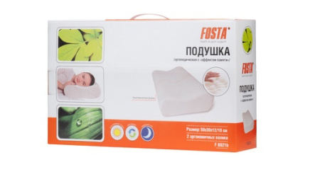 ПОДУШКА ОРТОПЕДИЧЕСКАЯ С ЭФФЕКТОМ ПАМЯТИ FOSTA F 8021B/РАЗМЕР 50Х30Х12/10СМ
