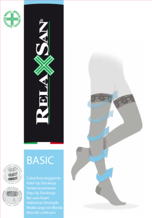 RELAXSAN BASIC ЧУЛКИ КОМПРЕССИОННЫЕ STAY-UP 140den 1КЛАСС/18-22mmHg (АРТ 870) РАЗМЕР 3/ТЕЛЕСНЫЙ