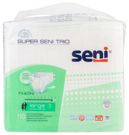 SENI SUPER TRIO ПОДГУЗНИКИ ДЛЯ ВЗРОСЛЫХ РАЗМЕР LARGE ОБХВАТ ТАЛИИ 100-150 N10