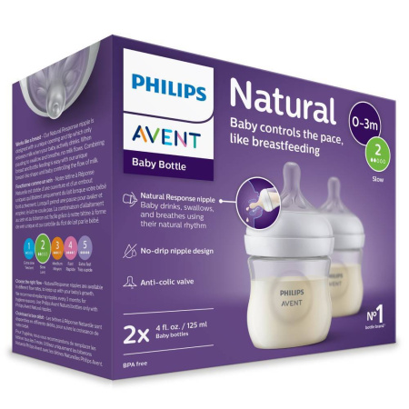 AVENT БУТЫЛОЧКА ДЛЯ КОРМЛЕНИЯ 125МЛ N2 NATURAL RESPONSE/SCY900/02 (SCF030/27) /АКЦИЯ за 1 шт./