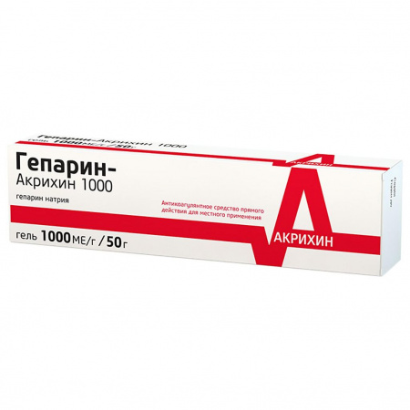 Гепарин-Акрихин 1000 гель д/наружн. прим. 1тыс.МЕ/1г 50г N1