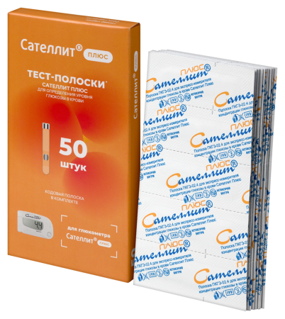 Тест-полоски д/опр. глюкозы Элта Сателлит Плюс №50