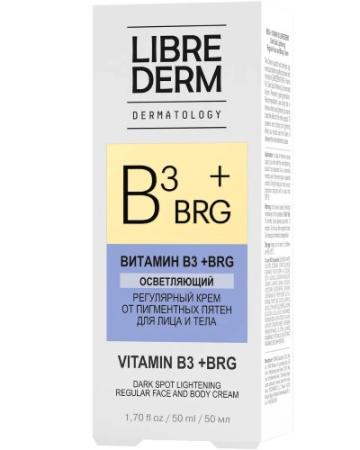 LIBREDERM DERMATOLOGY BRG+ВИТАМИН В3 ОСВЕТЛЯЮЩИЙ РЕГУЛЯРНЫЙ КРЕМ ОТ ПИГМЕНТНЫХ ПЯТЕН ДЛЯ ЛИЦА И ТЕЛА 50МЛ