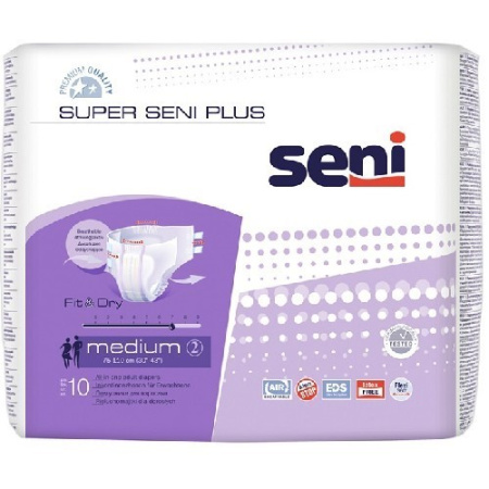 SENI SUPER PLUS ПОДГУЗНИКИ ДЛЯ ВЗРОСЛЫХ РАЗМЕР MEDIUM ОБХВАТ ТАЛИИ 75-110 N10