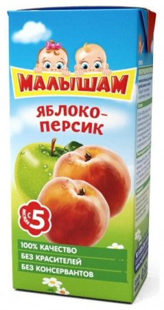 МАЛЫШАМ НЕКТАР ИЗ ЯБЛОК И ПЕРСИКОВ НЕОСВЕТЛЕННЫЙ 200МЛ
