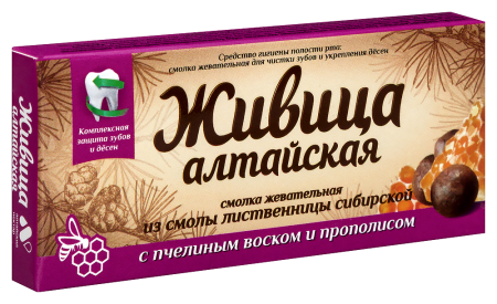ЖИВИЦА АЛТАЙСКАЯ СМОЛКА ЖЕВАТЕЛЬНАЯ ИЗ СМОЛЫ ЛИСТВЕННИЦЫ N4 /С ПЧЕЛИНЫМ ВОСКОМ