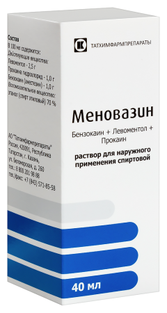 Меновазин р-р д/наруж прим (спирт) фл с расп 40 мл х1