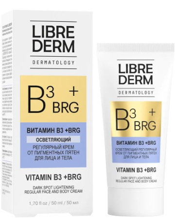 LIBREDERM DERMATOLOGY BRG+ВИТАМИН В3 ОСВЕТЛЯЮЩИЙ РЕГУЛЯРНЫЙ КРЕМ ОТ ПИГМЕНТНЫХ ПЯТЕН ДЛЯ ЛИЦА И ТЕЛА 50МЛ