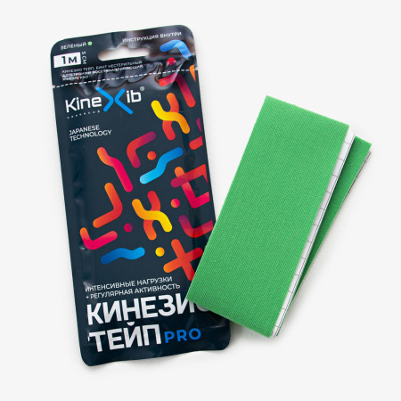 КИНЕЗИО ТЕЙП БИНТ НЕСТЕРИЛЬНЫЙ АДГЕЗИВНЫЙ ВОССТАНАВЛИВАЮЩИЙ KINEXIB PRO ЗЕЛЕНЫЙ 1МХ5СМ
