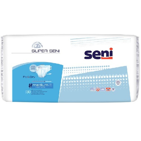 SENI SUPER ПОДГУЗНИКИ ДЛЯ ВЗРОСЛЫХ РАЗМЕР MEDIUM ОБХВАТ ТАЛИИ 75-110 N30