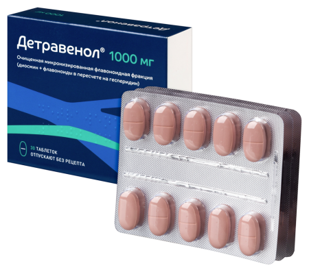 Детравенол таб. п/п/о 1000мг №30