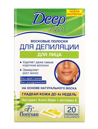 FLORESAN DEEP DEPIL ВОСКОВЫЕ ПОЛОСКИ ДЛЯ ДЕПИЛЯЦИИ ЛИЦА С АЛОЭ ВЕРА N20