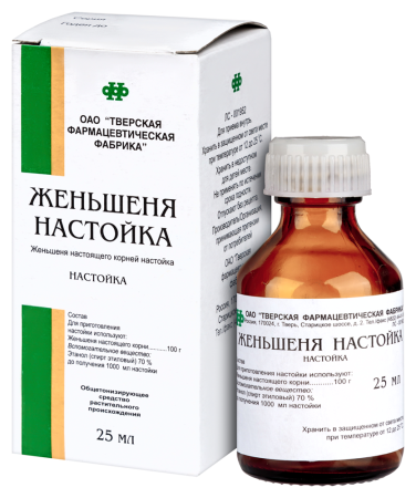 ЖЕНЬШЕНЯ НАСТОЙКА 25МЛ Н-КА/ТВЕРСКАЯ ФФ/