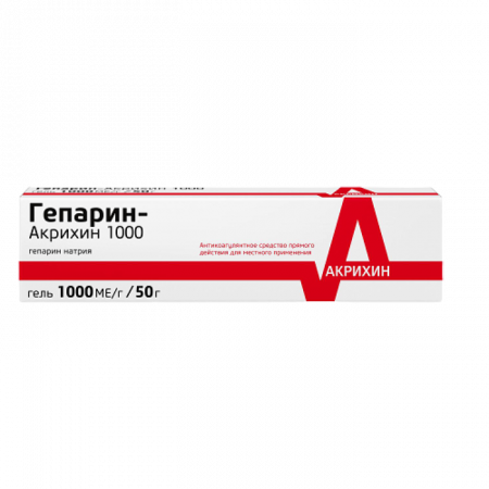 Гепарин-Акрихин 1000 гель д/наружн. прим. 1тыс.МЕ/1г 50г N1